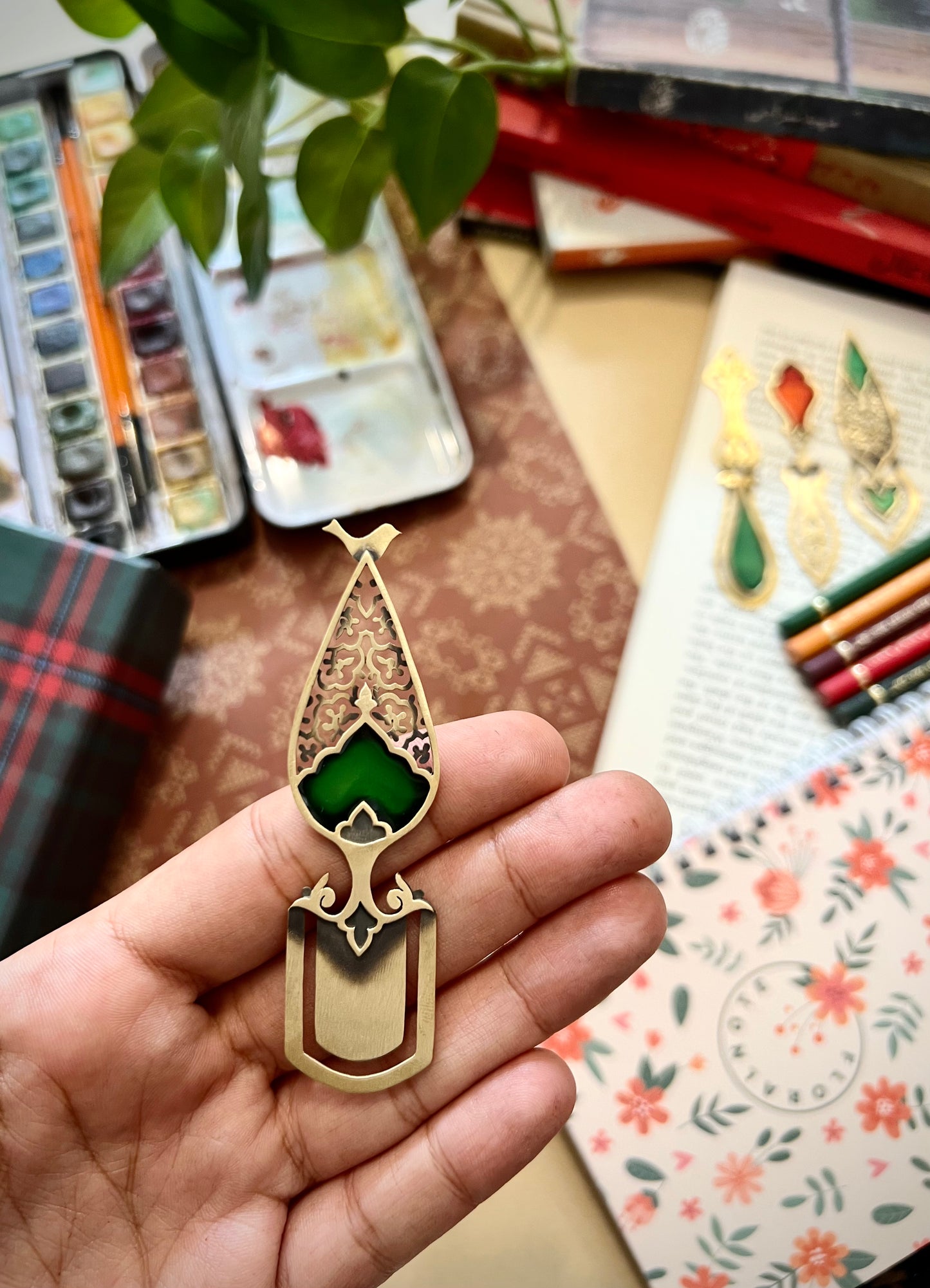 Flight Passion Brass Bookmark – Handcrafted with Enamel Art