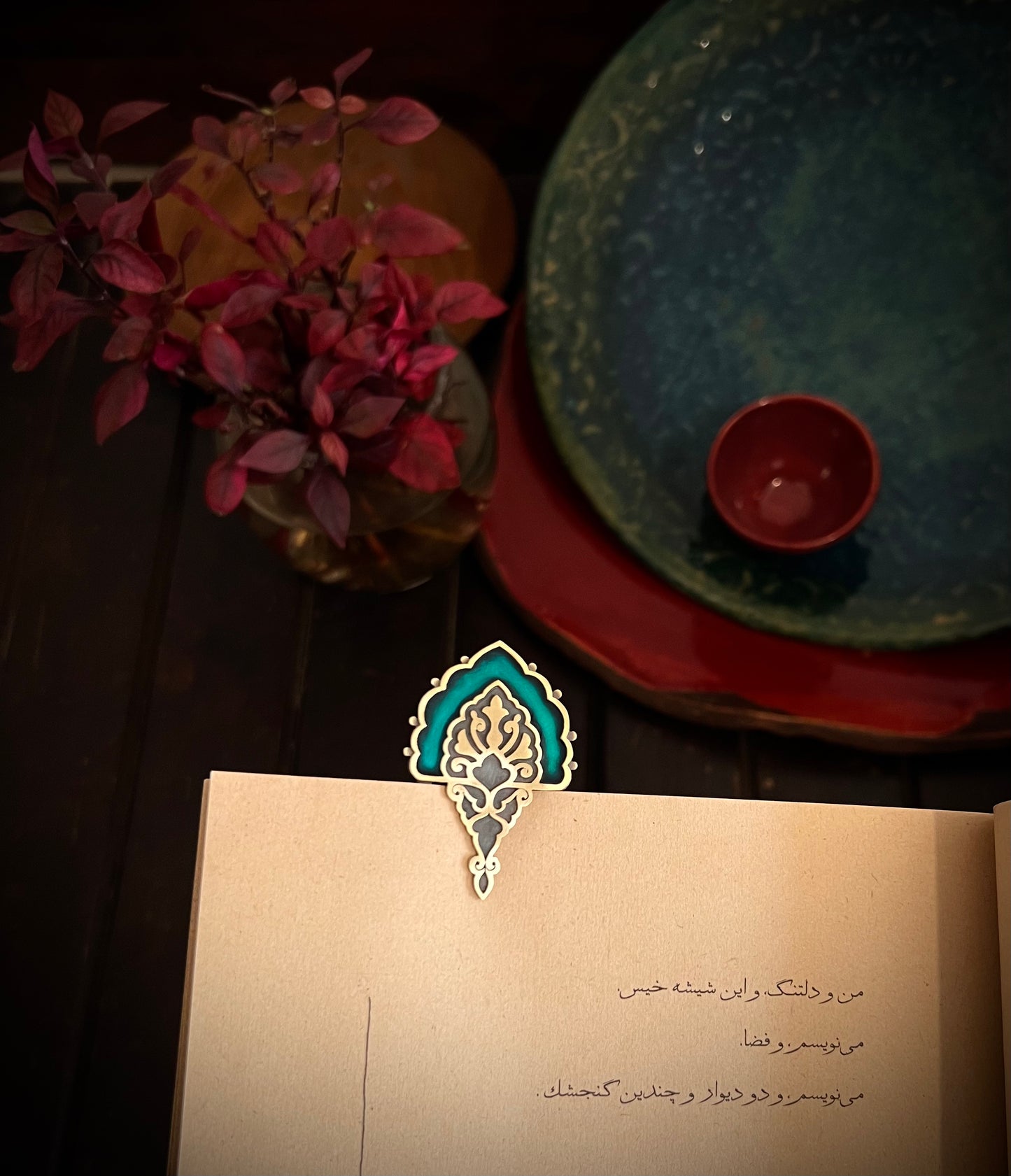 Twilight Whisper  Brass Bookmark – Handcrafted with Enamel Art