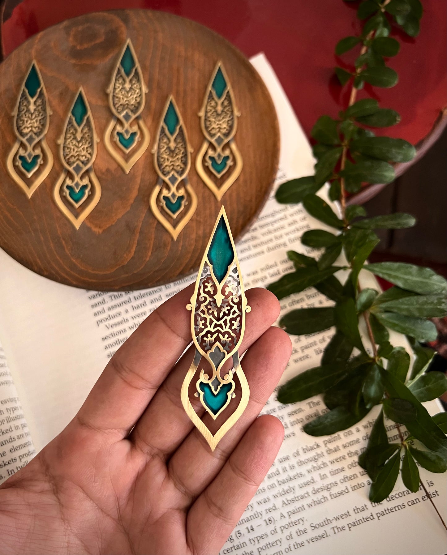 Joy of Bloom Brass Bookmark – Handcrafted with Enamel Art