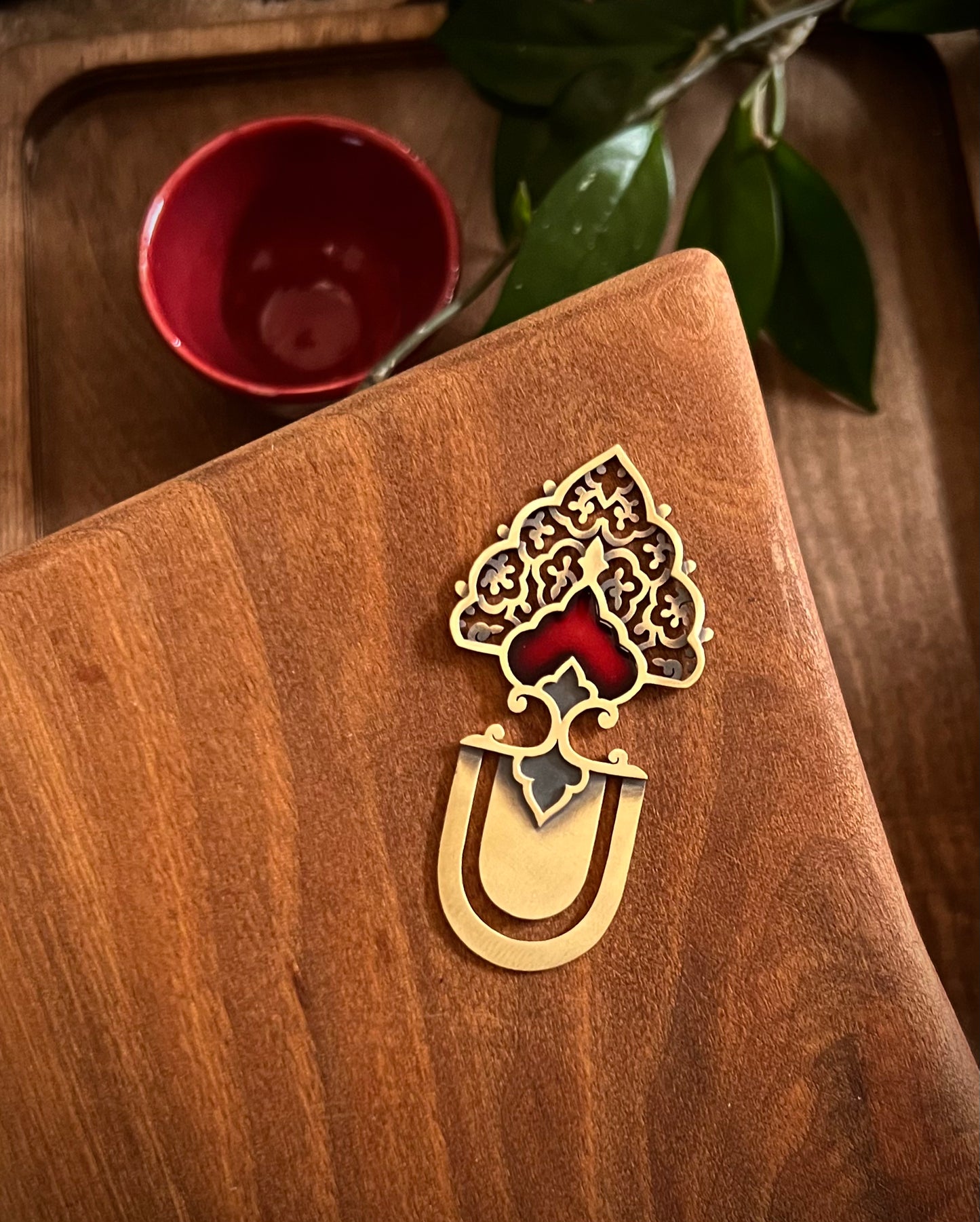 Flame Charm Brass Bookmark – Handcrafted with Enamel Art