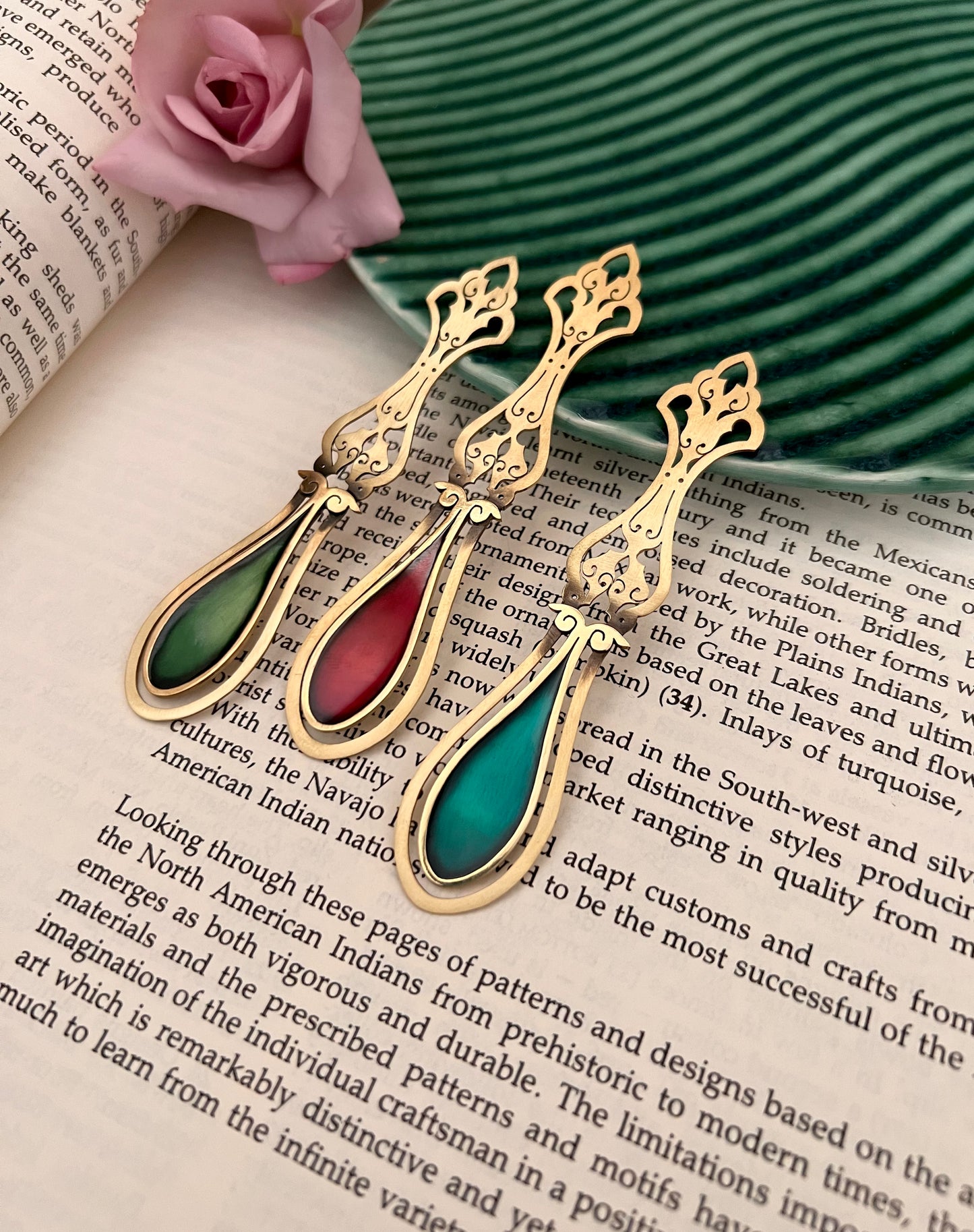 Meadow Splendour  Brass Bookmark – Handcrafted with Enamel Art