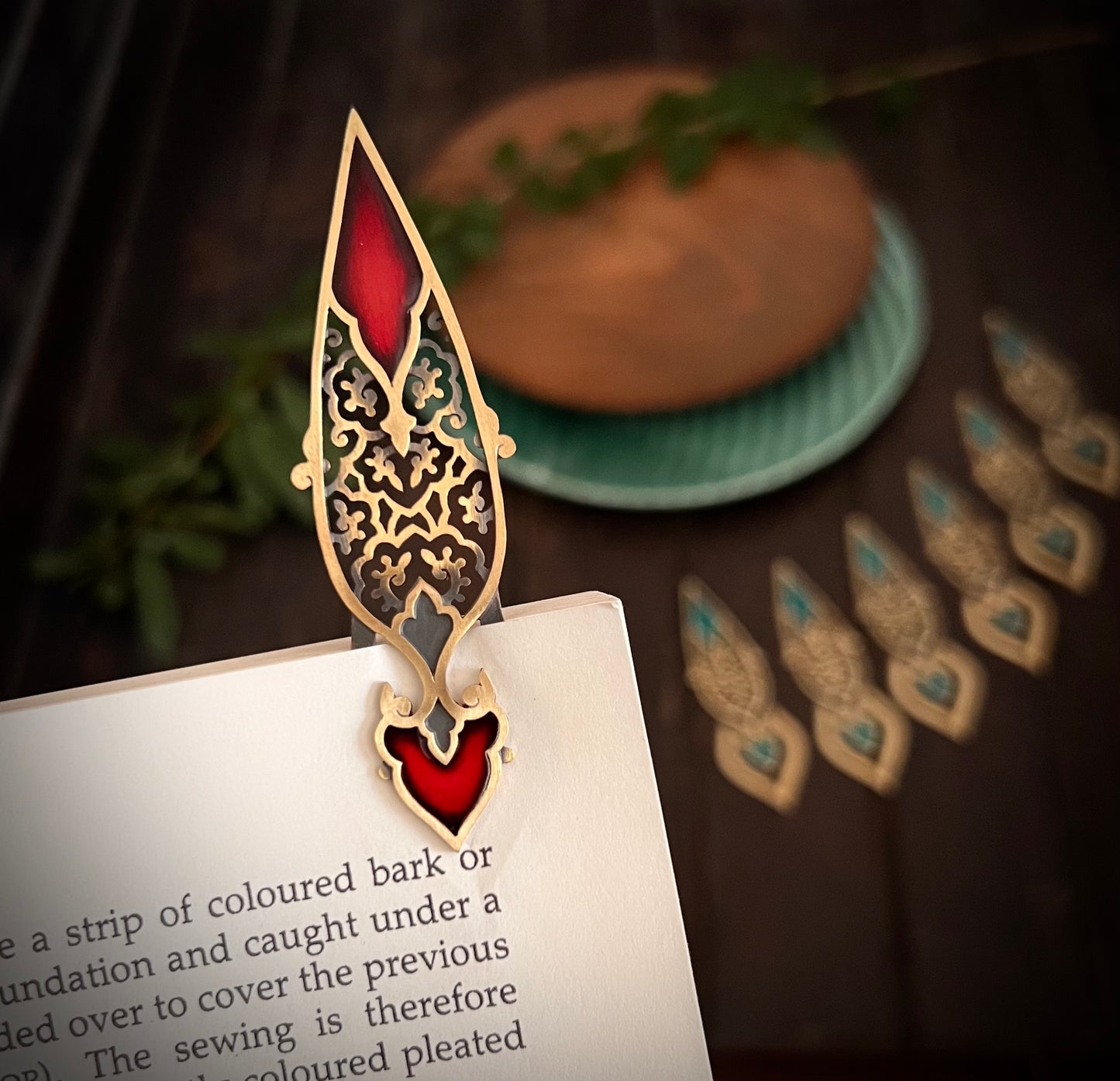 Joy of Bloom Brass Bookmark – Handcrafted with Enamel Art